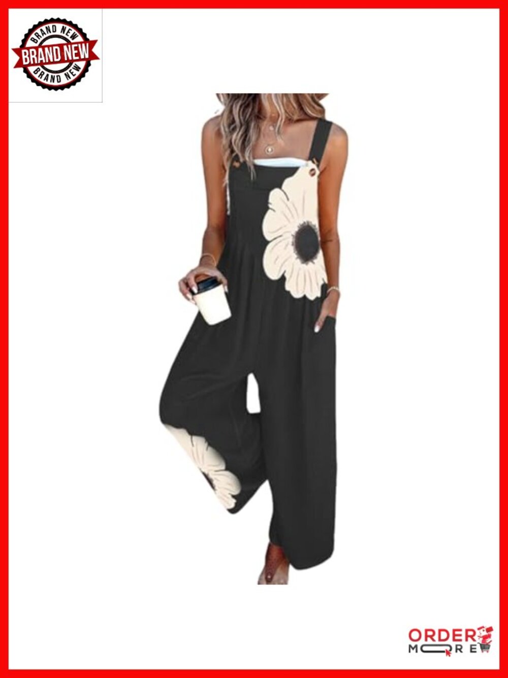 Sleeveless Wide Leg Jumpsuit with Pockets Square Neck One Piece